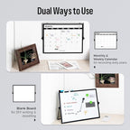 Loukin 17"x12" Dry Erase Calendar,Magnetic Desktop Whiteboard with Stand, Reusable Whiteboard Planner Schedule for Desk, Office, Classroom, 6 Markers & 4 Magnets& 1 Eraser Included