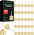 E BAVITE 80 Set Magnetic Push Pins,Flat Push Pin, Magnetic Thumb Tacks for Wall Bulletin Board Poster and Photo Hangers (Gold)