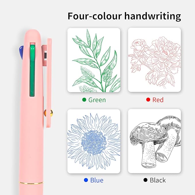 Ddaowanx 4-in-1 Multicolor Ballpoint Pens 0.5mm Fine Point Smooth Writing,nurse accessories for work,gifts for teen girls and Planner, 12-Count (Morandi+Macaroon)