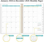 2026 Planner - Planner 2026 from January 2026 - December 2026, Weekly & Monthly Planner Spiral Bound with 12 Monthly Tabs, Inner Pocket, 6.4" x 8.5", Blue Watercolor