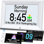 GOLOZA 7'' Digital Dementia Clock, Talking Clock with 10 Volumes, 6 Display with 10 Color Modes, Auto Dimmable, Alarms & Birthday & Holiday Reminders, 3 Pill Reminders Clocks for Seniors