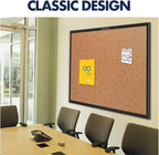 Quartet Cork Board, Bulletin Board, 3' x 2' Corkboard, Black Frame (2303B)