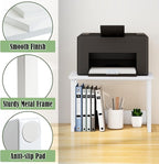 MARTY Printer Stand with Storage for Desk, Desktop Printer Stand Shelf Organzier for Home/Office Heavy Duty Printer Riser Under Desk Small Printer Table for Fax Machine Copier Scanner(White)