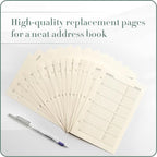 Gallery Leather Address Book Refill Replacement Pages - 3 Ring 5.5 x 8 Size, 15 Sheets, 30 Pages for 180 Entries, Quick and Easy Contact Storage and Updates