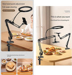 Overhead Camera Mount and Phone Holder with 10” Ring Light Adjustable Desk Tripod Stand Compatible with Logitech Webcam for YouTube, Live Streaming, TikTok, Cooking, Nail Video & Zoom Meetings