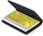 Wisdompro Business Card Holder, 2-Sided PU Leather Folio Name Card Holder Wallet Case with Magnetic Shut for Men and Women, Ultra Slim and Thin