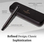 Ellington Pens Luxury Wood Fountain Pen Set – Extra Fine Nib - Includes 6 Ink Cartridges, Wooden Pen Gift Box, Ink Converter - Wood Pen For Writing, Calligraphy, Journaling, Drawing (Ebon Elegance)