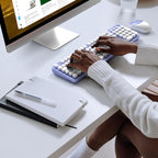 MOFII Wireless Keyboard and Mouse Combo, Computer Full Size 2.4G Plug and Play Wireless Typewriter Retro Round Keyboard and Mouse Set for Windows, Computer, Desktop, PC, Notebook - (Light Purple)