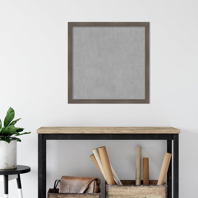 Amanti Art Grey Framed Magnetic Board 26x26 Medium Vision Board for use with Magnets, 100% Metal Sheet to Display Items as Office Decor or for Home Organization in mudroom, Kitchen or Kids Room