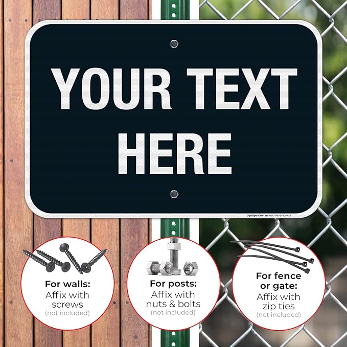Personalized Custom Black Background Customize for Office, Business, Airbnb, Workplace, Home, Delivery Sign, 12x18 Inches, 3M EGP Reflective .063 Aluminum, Fade Resistant, Made in USA by Sigo Signs