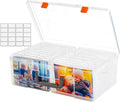 Photo Storage Box 5 x 7 Inches, 18 Inner Extra Large Photo Boxes with Dividers, Clear Acid-Free Photo Storage Containers with Handle, Photo Organizer Craft Keeper for Photo,Craft,Stamp,Sticker,Seed
