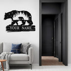 Custom Bear Metal Sign, Custom Bear Metal Wall Art Decor, Personalized Last Name Signs for Home, Rustic Farmhouse Black Wall Decor for Cabin, Bedroom, Living Room, Porch