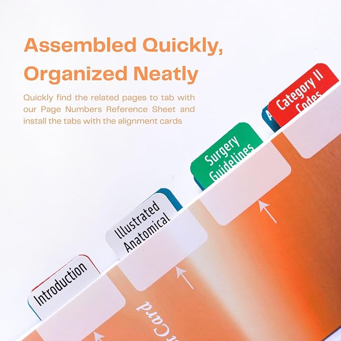 Index Tabs for CPT 2025 Professional Edition, Laminated and Color Coded CPT 2025 Code Book Tabs with Easy Installation and Aesthetic Design.
