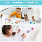 60 Pack Pencil Sharpeners Bulk - Colored Handheld Pencil Crayon Double Hole Sharpener, School Classroom Supplies