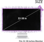 Kingshion 32"-38" Lovely Cute Computer Monitor Cover with Lovely Cute Elastic Pen Pocket Bow-knot TV LCD Screen Monitor Decoration Dust Cover Protector, Lace Fabric - purple