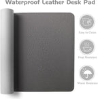 Aothia Leather Desk Pad Protector - Large Mouse Pad, Office Desk Mat, Non-Slip PU Leather Desk Blotter, Laptop Desk Pad, Waterproof Desk Writing Pad for Office and Home (Gray, 38" x 13.7")