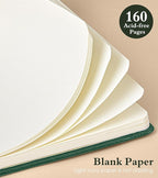 PAIBAS Blank Journal Notebook for Women Men,160 Pages,A5 Hardcover Sketchbook for Drawing, Sketch book, Unlined Notebooks for School,Work, Note Taking,Travel Journals for Writing 5.8"x8.5" (Green)