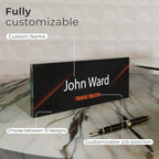 EGD Thick Clear Acrylic Desk Name Plate Personalized I Office Desk Accessories I Custom Name Plate with Multiple Design Options (10 x 3.5 Inch) (5. 1/2" Thick Clear Acrylic Color)