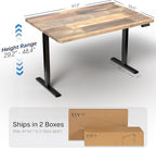 VIVO Electric 48 x 30 in Standing Desk, Memory Height Adjustment, 1B Series, Holds 220 lbs, One-Piece Reclaimed Wood Top, Black Frame, DESK-KIT-1B5P