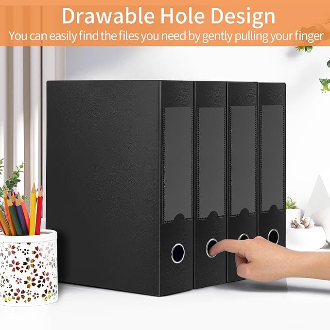 HUA JIE 2 Pack A4 Storage File Boxes Archives Case,65mm Spine,Box File Document Storage Box with Metal Clip for Office School -Black