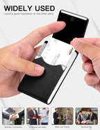 Padike Professional Business Card Holder PU Leather Business Card Case Name Card Holder Slim Metal Pocket Card Holder with Magnetic Shut (Y-Black)