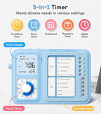 3-in-1 Visual Timer & ADHD Tool for Kids|Adults, Task Timer with Chore Chart Board, Visual Schedule for Kids with Autism, Daily Checklist for Home, School, Classroom, Desk (Blue)