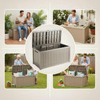 Yardgrace 210 Gallon Outdoor Storage Bench Waterproof - Resin Deck Storage Chest for Patio & Pool, Lockable Outdoor Storage Box for Cushions & Tools, UV-Resistant, Granite Grey