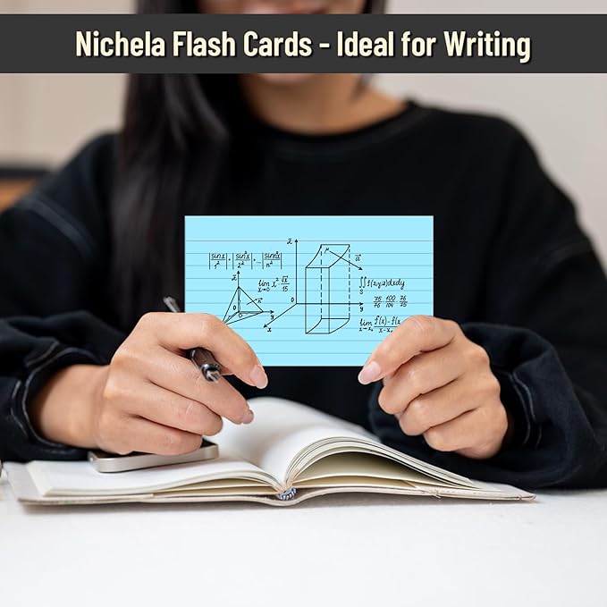 300 Count Index Cards 3 x 5 Inch Ruled Blue Index Cards, Flash Cards College Ruled for School, College, Office and Home Organization, Durable Study To Do List Note Cards with Ruled Lines