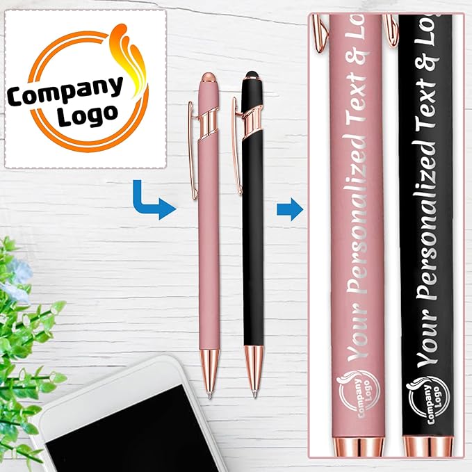 STREADVE 100 Personalized Custom Pens Engraved Writing Pen with Name Logo, Customized Promotional Items Stylus Pen Gifts for Women Realtor Birthday Wedding Business, Purple