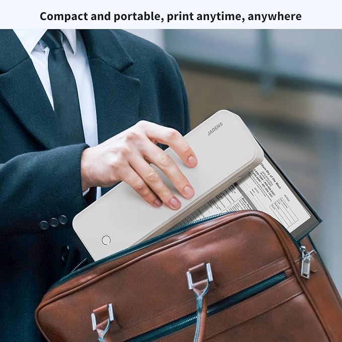 JADENS Portable Printers Wireless for Travel, Thermal Inkless Printer, Support 8.5" X 11" Thermal Paper, Compatible with iOS, Android & Laptop