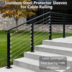 200 Pack Cable Railing Protector Sleeves,T316 Stainless Steel Protective Sleeves for 1/8" 5/32" or 3/16" Deck Cable Railing | Wood/Composite Posts/DIY Balustrade