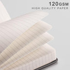 EMSHOI A5 Lined Journal Notebook - 120gsm Thick PU Leather Hardcover with Sticky Notes, 256 Numbered College Ruled Notebook for Work, School & Writing, 5.75" x 8.38" Dark Grey