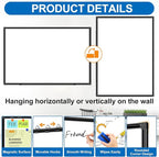 H-Qprobd 6'x4' Large Magnetic White Board Dry Erase Whiteboard with Black Aluminum Frame, 72"X48" Magnet Presentation Wall Boards for Office, Classroom, School, Home