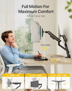 monTEK Dual Monitor Arm with USB, Mechanical Spring Monitor Arm for 17-35" Screens, Adjustable Monitor Desk Mount Each Holds up to 24.2 lbs with C Clamp/Grommet Desk Mount, VESA 75/100mm, MA1011UCBK-D