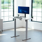 VIVO Electric 48 x 30 in Standing Desk, Memory Height Adjustment, 1B Series, Holds 220 lbs, One-Piece White Top, Gray Frame, DESK-KIT-1G5W