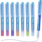 EYEYE Disposable Fountain Pens for Writing, Medium Point Stainless Steel Nib, Pack of 8 Assorted Colors
