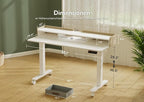 Claiks Standing Desk with Drawers, Stand Up Electric Standing Desk Adjustable Height with Storage Shelf and Splice Board, 55 Inch, White