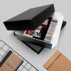 Lineco Museum Archival Storage Box, 11.75x15.25x3 in. Drop Front Design. Acid-Free with Metal Edge. Organize Photos, Pictures, Prints, Documents, Crafts, DIY. Black, 8 Pack