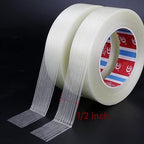 KAIY Strapping Tape, 2 Roll 1/2 inch x 60 yds Packing Tape, Heavy Duty Reinforced Fiberglass Tape, Transparent, Waterproof, 100 lbs per inch Tensile Strength