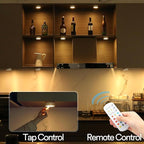 TECOMLIGHT Puck Lights with Remote Control, Battery Operated Wireless Under Cabinet Lighting, RGBCW Stick On Tap Lights for Kitchen, Shelf, 4 Pack - White