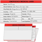 4 Pack Emergency Medical Information Id Card Red Medical Condition and Emergency Contact Id Wallet Card Medical Alert Wallet Card Pocket Size Medication List and Medical Cards for Caretakers (Red)