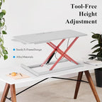 37 Inch Standing Desk Converter - Manual Pneumatic Spring, Two Monitor Stable Standing Desk Converter, 5.9" to 18.8" Height Adjustable Laptop Workstation with Keyboard Tray for Home, Company(White)
