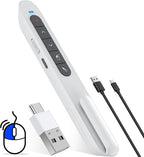 Air Mouse Clicker for Presentation Rechargeable Presenter Clicker Remote for Classroom Teacher, RF 2.4GHz USB Wireless Presenter Clicker PPT Slide Advancer for Mac, Windows, Laptop, Keynote