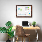 White Board for Wall, 24'' x 18'' Magnetic Dry Erase Board, Decorative Whiteboard, Brown Vintage Wooden Frame