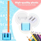 Teling 144 Pcs Manual Pencil Sharpeners Bulk Handheld Dual Holes Pencil Sharpeners for Kids Colorful Portable Compact Sharpener with Lid for Students School Class Home Office Supply