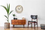 Bernhard Products Large Decorative Wall Clock 20 Inch Silent Non Ticking Battery Operated Quartz Vintage Stylish with Rustic White Rim for Home Living/Dining Room Kitchen & Over Fireplace