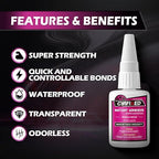 Super Glue Liquid, Instant Clear Cyanoacrylate Medium Thick Viscosity Adhesive, Food Safe CA Glue For Shoe Repair Leather Ceramic Plastic Glass Metal Wood Aquarium Porcelain Rubber Pottery Model Craft