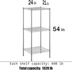 Regal Altair 21" Deep x 24" Wide x 54" Height Wire Shelving Kit | 3-Tier | NSF Commercial Storage Rack Unit