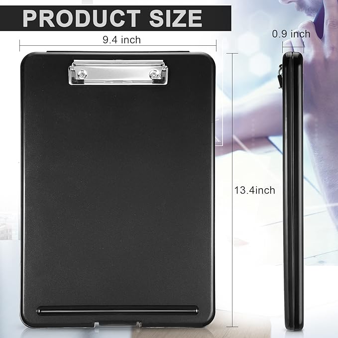 10 Pcs Clipboard with Storage Plastic Nursing Clipboard 9.5 x 13.5 Inch with Low Profile Clip Foldable Clip Board with Storage for Home Office Back to School Supplies