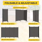 MAYOLIAH 4 Panel Privacy Screen Room Dividers 6FT Tall Portable Office Wall Divider for Rooms Separator 136" x20"x71", Grey